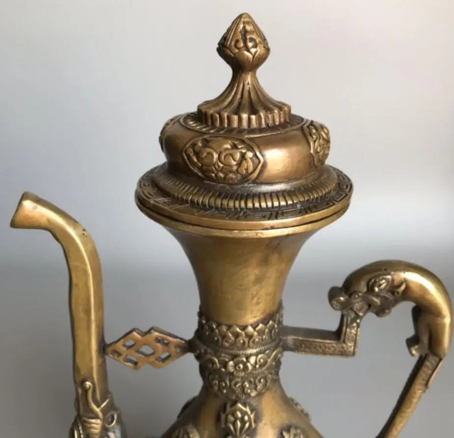 China brass Qianlong wine pot crafts statue