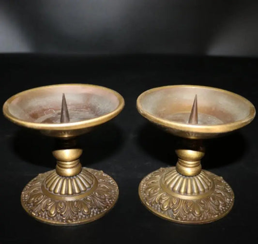 China brass Retro wax candlestick crafts statue A pair