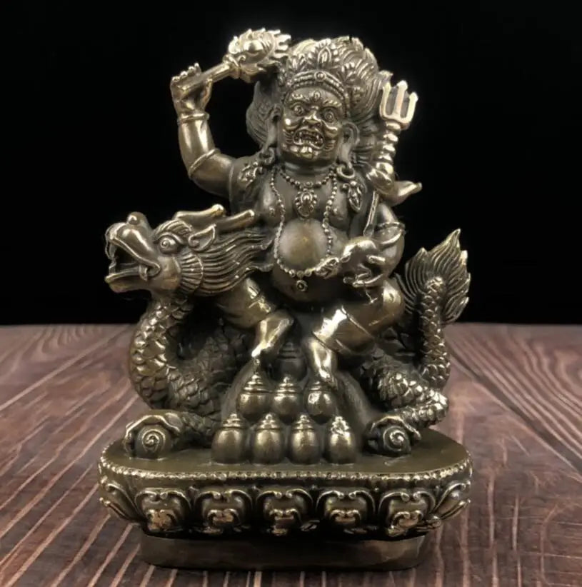 China brass Ride dragon Tibetan Buddha crafts statue