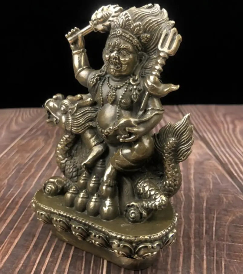 China brass Ride dragon Tibetan Buddha crafts statue