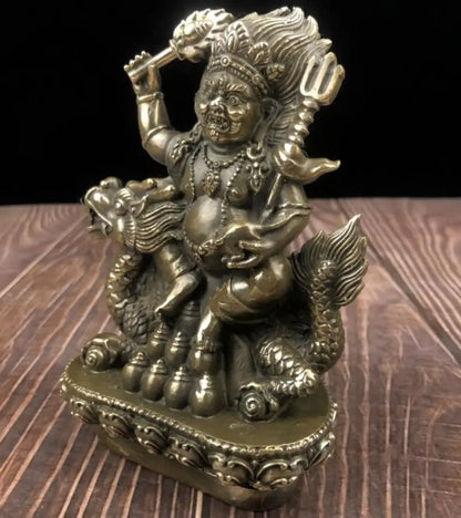 China brass Ride dragon Tibetan Buddha crafts statue