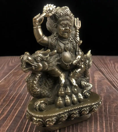 China brass Ride dragon Tibetan Buddha crafts statue