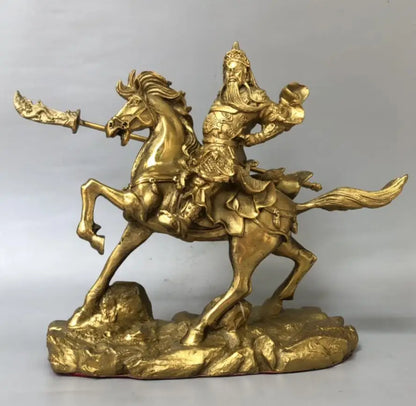 China brass Riding horse Guan yu crafts statue