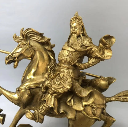 China brass Riding horse Guan yu crafts statue