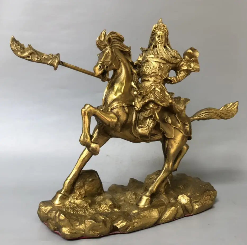 China brass Riding horse Guan yu crafts statue
