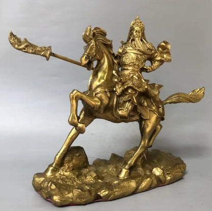 China brass Riding horse Guan yu crafts statue