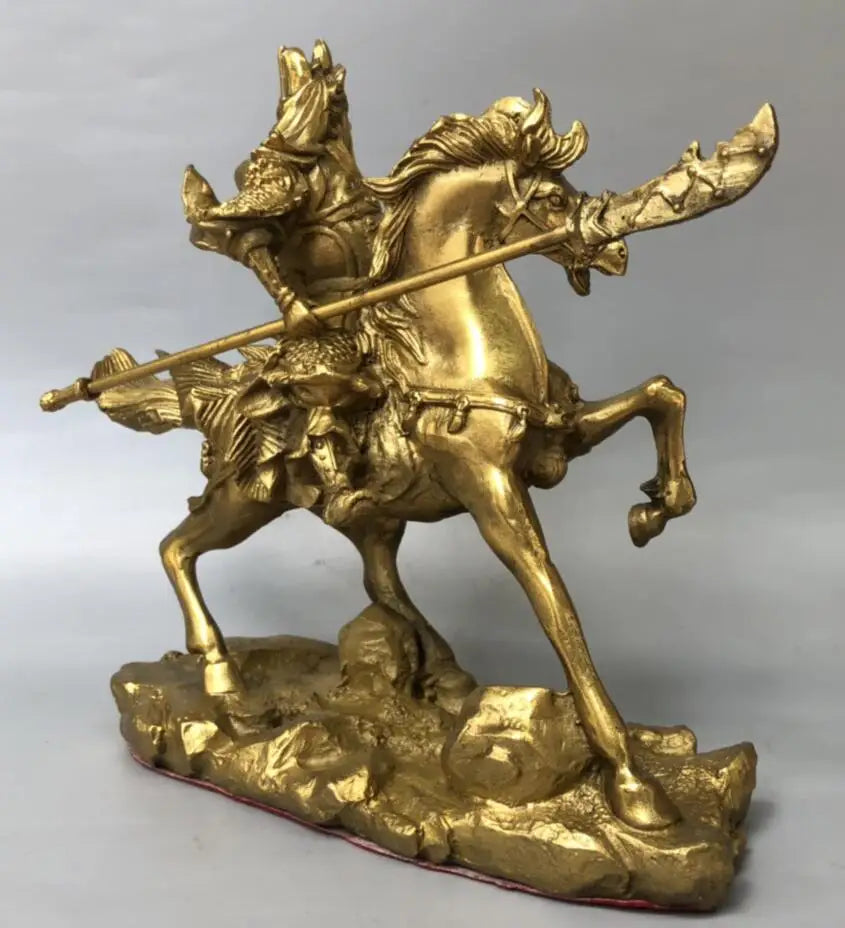 China brass Riding horse Guan yu crafts statue