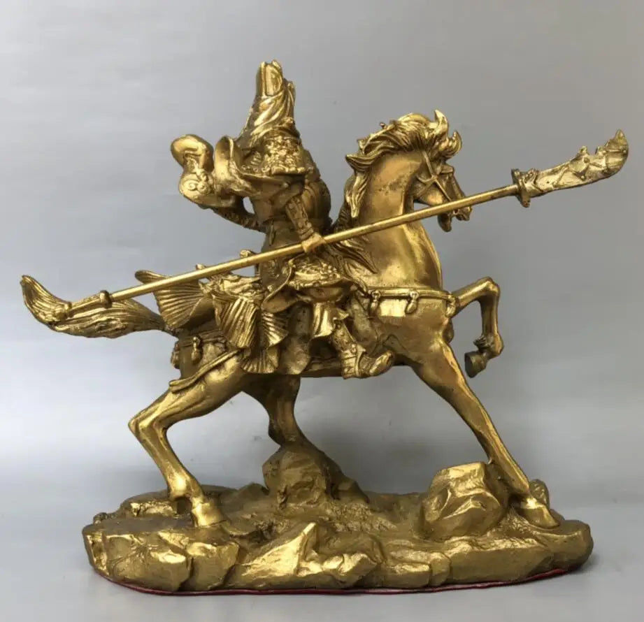 China brass Riding horse Guan yu crafts statue