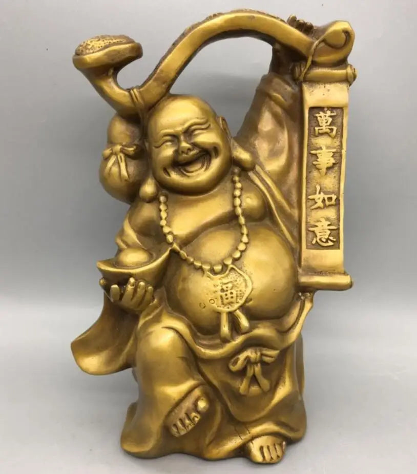 China brass Ruyi Maitreya Buddha crafts statue