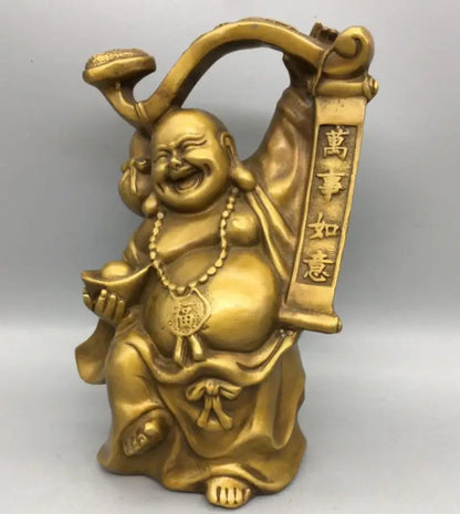 China brass Ruyi Maitreya Buddha crafts statue
