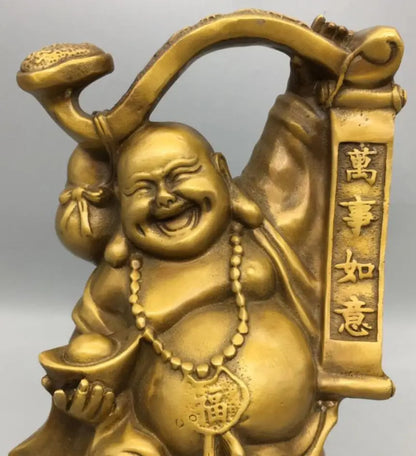 China brass Ruyi Maitreya Buddha crafts statue