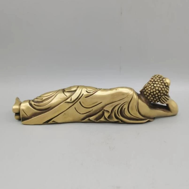 China brass Sakyamuni sleep Buddha crafts statue