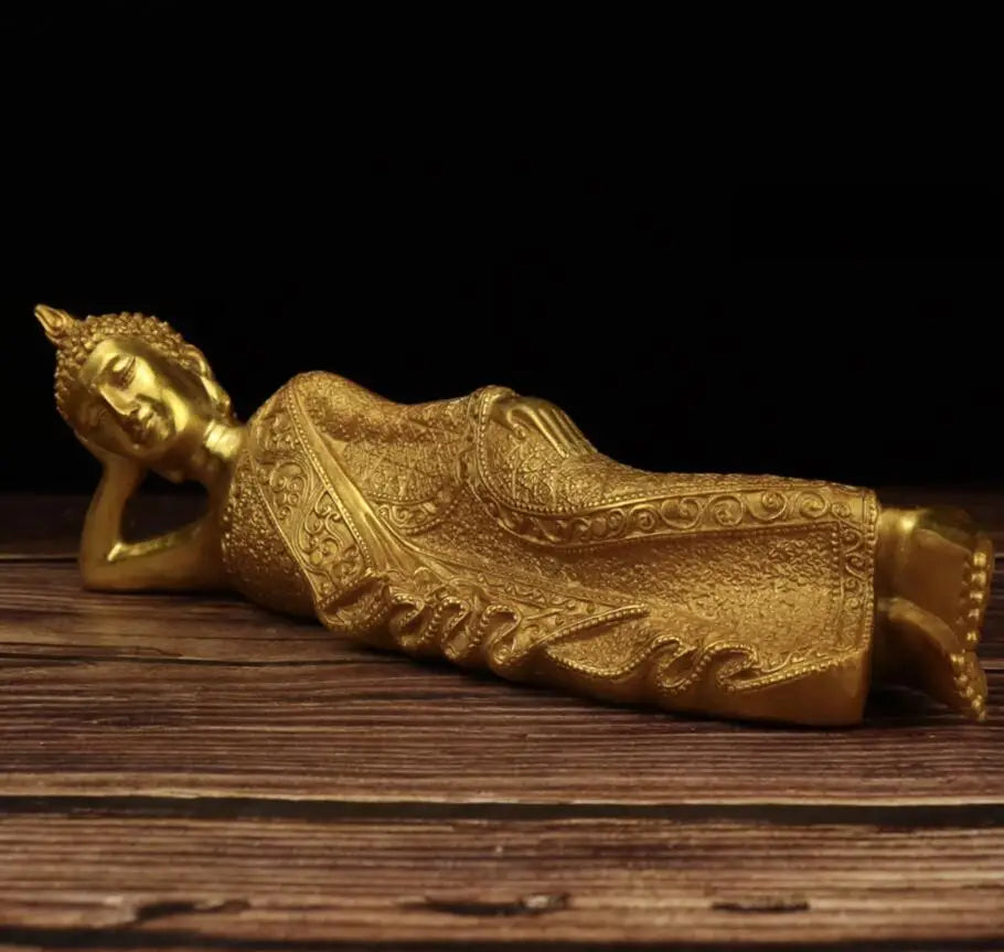 China brass Sakyamuni sleep Buddha crafts statue