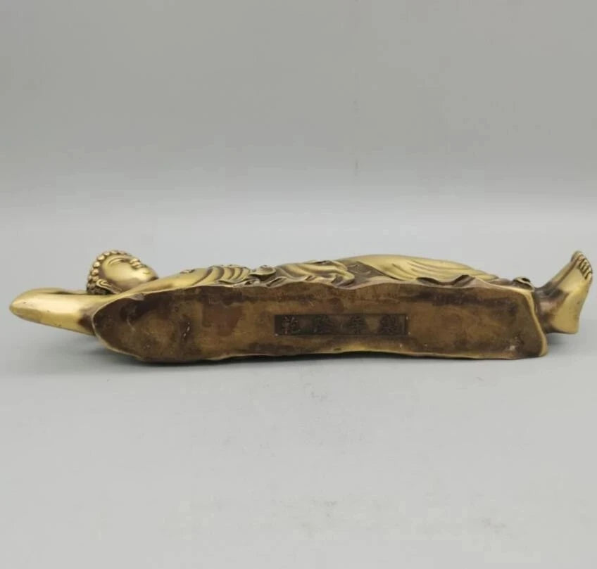 China brass Sakyamuni sleep Buddha crafts statue