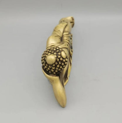 China brass Sakyamuni sleep Buddha crafts statue