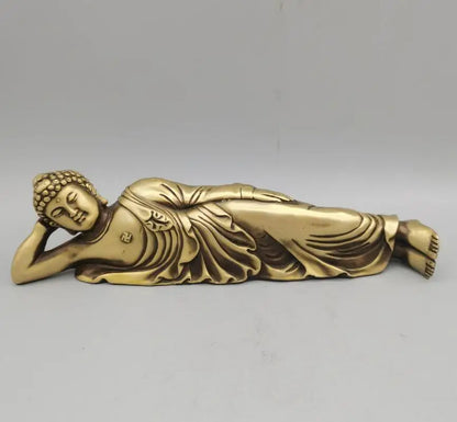 China brass Sakyamuni sleep Buddha crafts statue