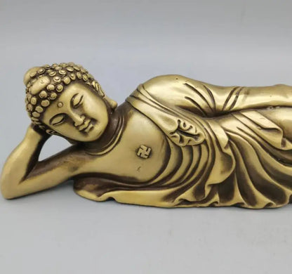 China brass Sakyamuni sleep Buddha crafts statue