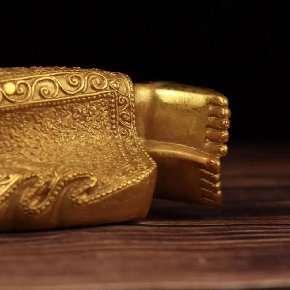China brass Sakyamuni sleep Buddha crafts statue
