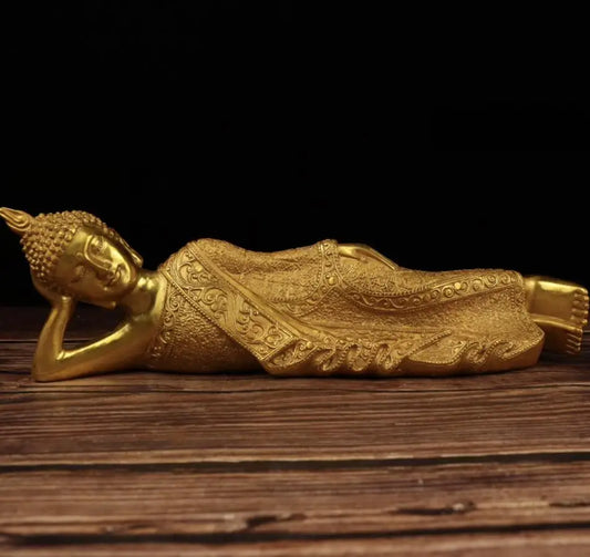 China brass Sakyamuni sleep Buddha crafts statue