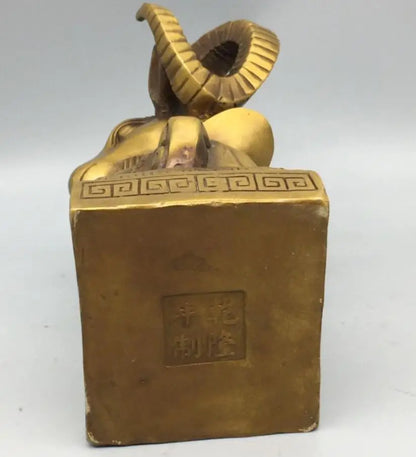 China brass Seiko sheep head wealth crafts statue