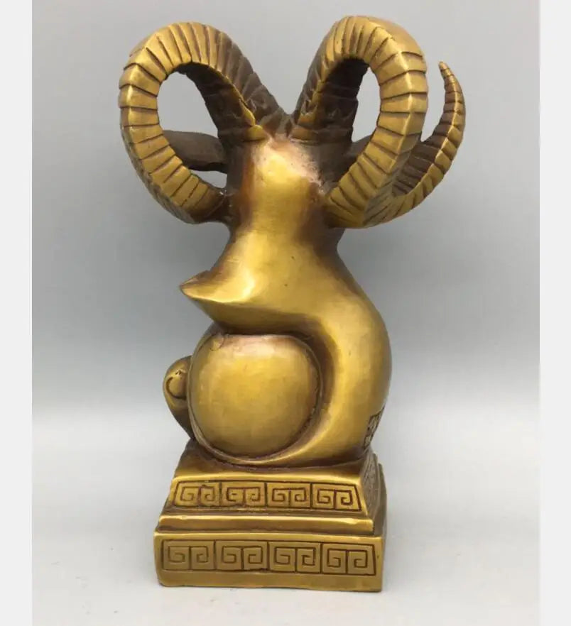 China brass Seiko sheep head wealth crafts statue