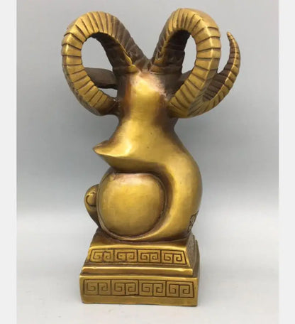 China brass Seiko sheep head wealth crafts statue
