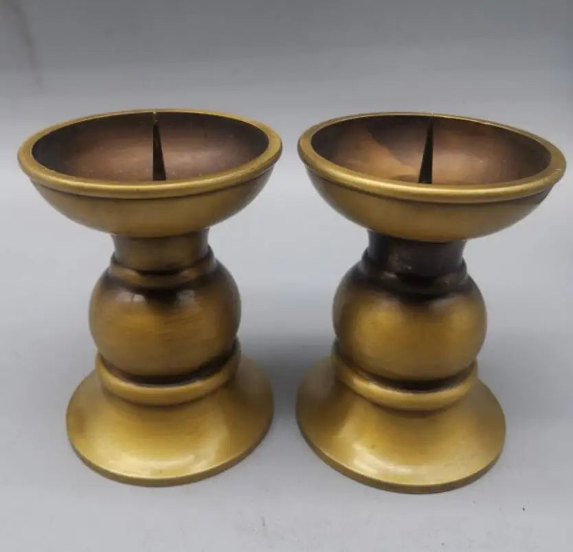 China brass Seiko wax candlestick crafts statue A pair