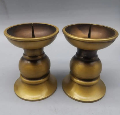 China brass Seiko wax candlestick crafts statue A pair