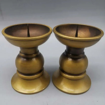 China brass Seiko wax candlestick crafts statue A pair