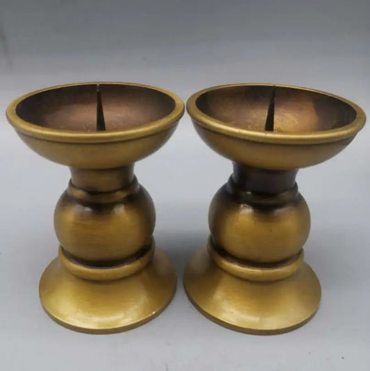 China brass Seiko wax candlestick crafts statue A pair