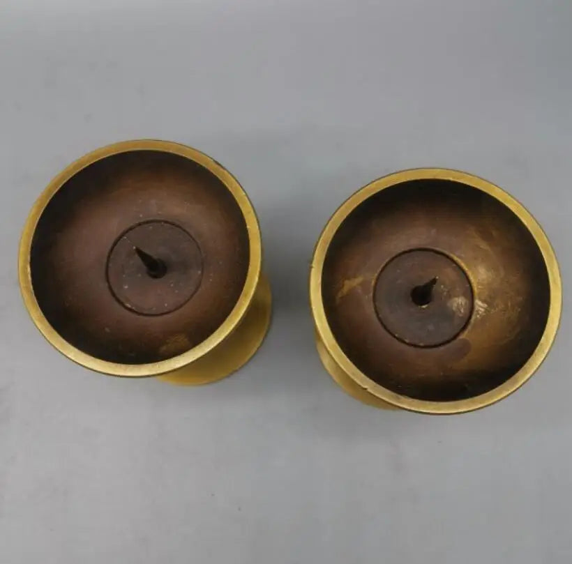 China brass Seiko wax candlestick crafts statue A pair