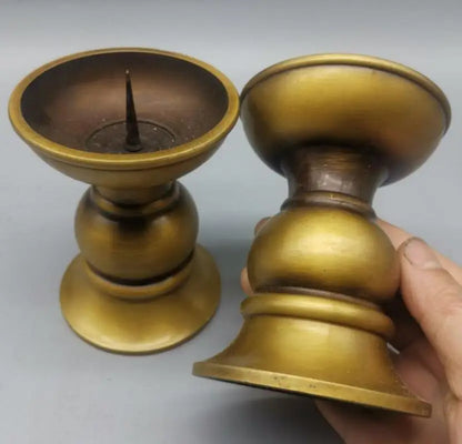 China brass Seiko wax candlestick crafts statue A pair
