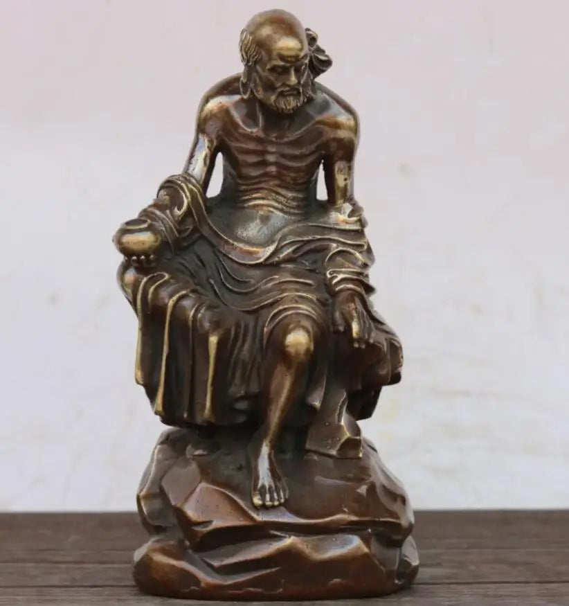 China brass Shaolin Temple DARUMA Patriarch crafts statue