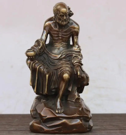 China brass Shaolin Temple DARUMA Patriarch crafts statue