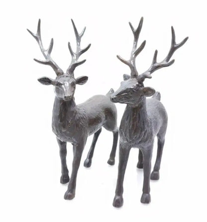 China brass Sika deer crafts statue A pair
