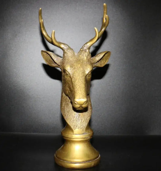 China brass Sika deer head crafts statue