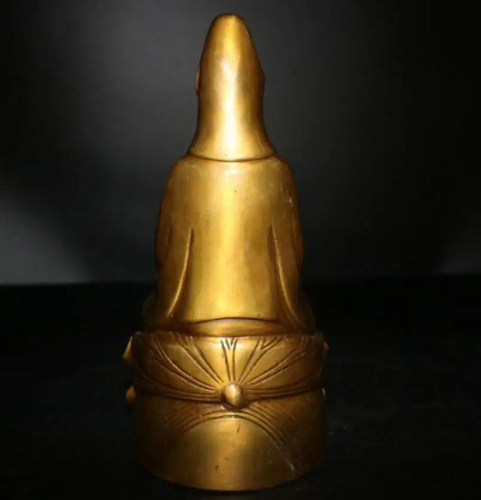 China brass Sitting lotus Guanyin Bodhisattva crafts statue