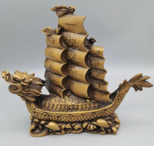 China brass Smooth sailing Dragon boat crafts statue