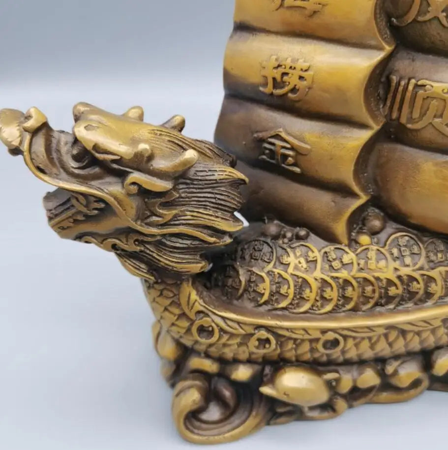 China brass Smooth sailing Dragon boat crafts statue