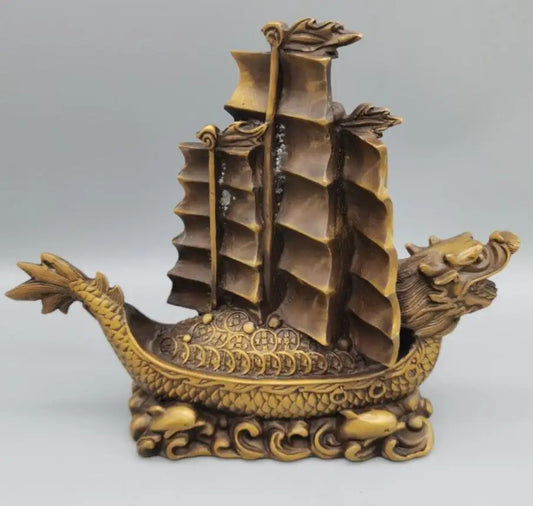 China brass Smooth sailing Dragon boat crafts statue