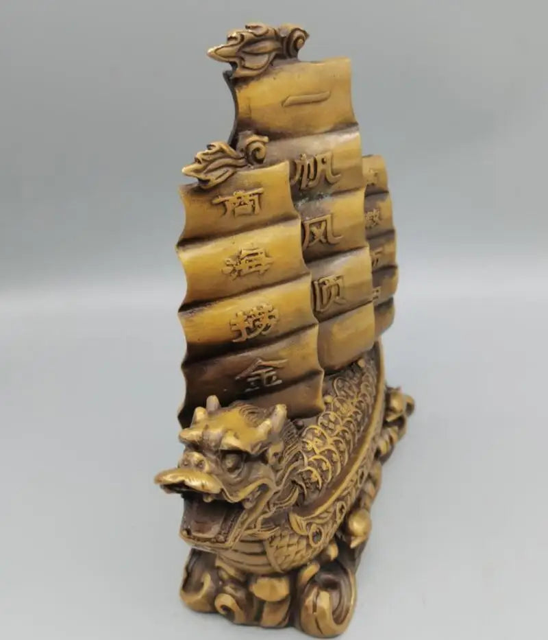 China brass Smooth sailing Dragon boat crafts statue