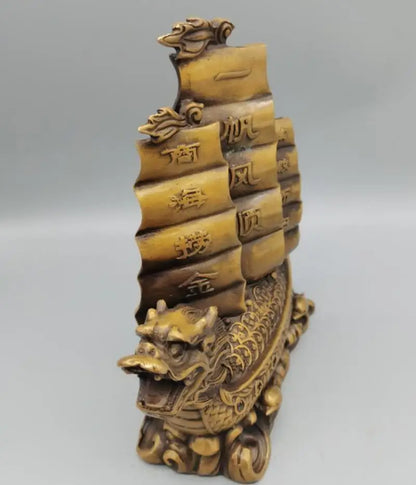 China brass Smooth sailing Dragon boat crafts statue