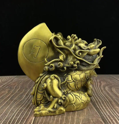 China brass Sun moon beast crafts statue