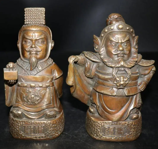 China brass Three Kingdoms Liu bei and Zhang fei crafts statue