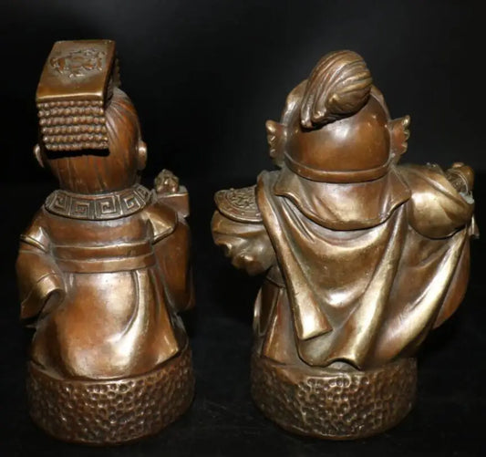 China brass Three Kingdoms Liu bei and Zhang fei crafts statue