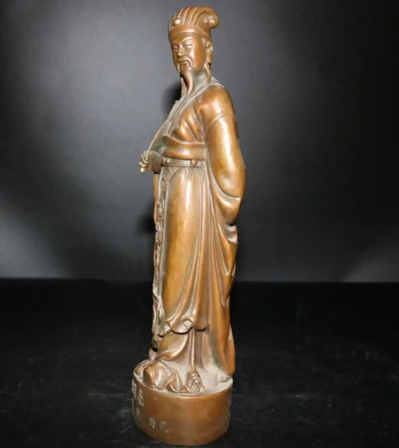 China brass Three Kingdoms period strategist Zhuge liang crafts statue
