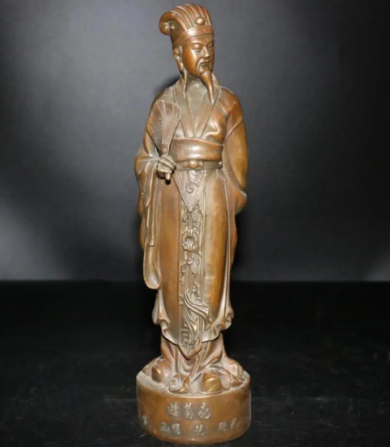 China brass Three Kingdoms period strategist Zhuge liang crafts statue