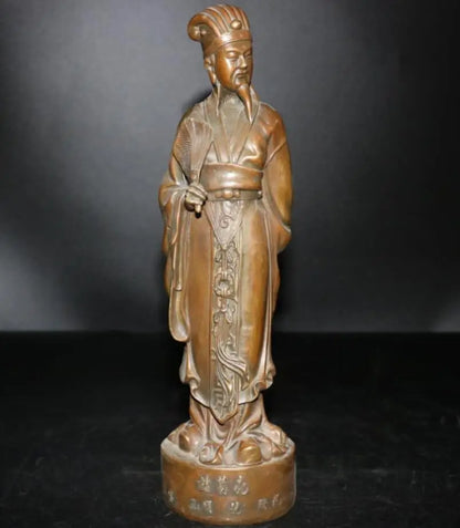 China brass Three Kingdoms period strategist Zhuge liang crafts statue