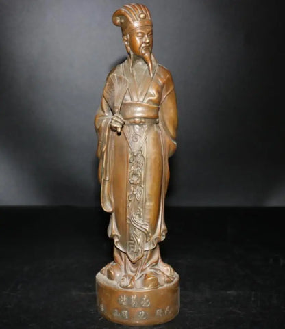 China brass Three Kingdoms period strategist Zhuge liang crafts statue