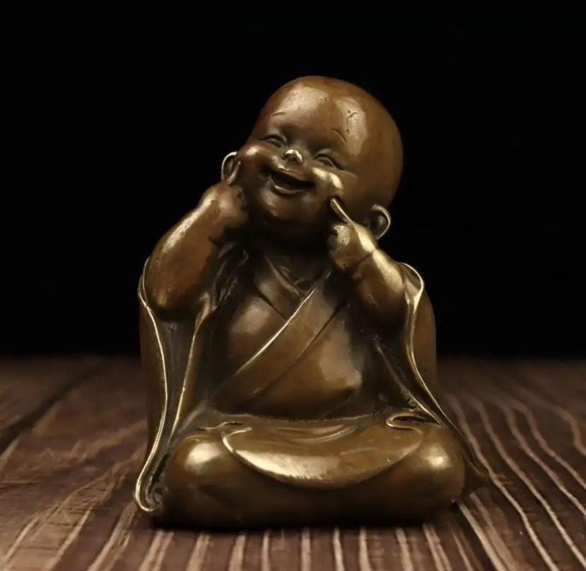 China brass Three Little Monks crafts statue A set